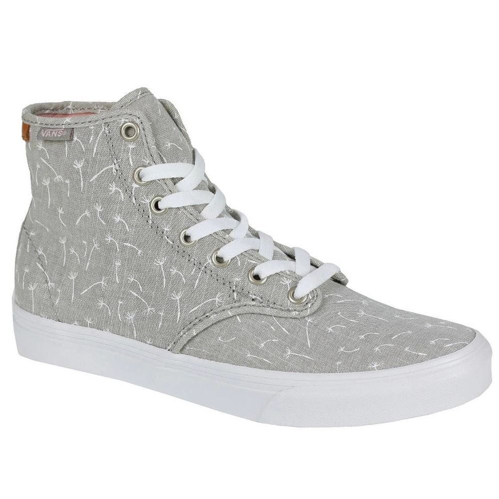 Vans Camden High-Top Gray White Canvas Dandelion Print Sneakers Size 7.5